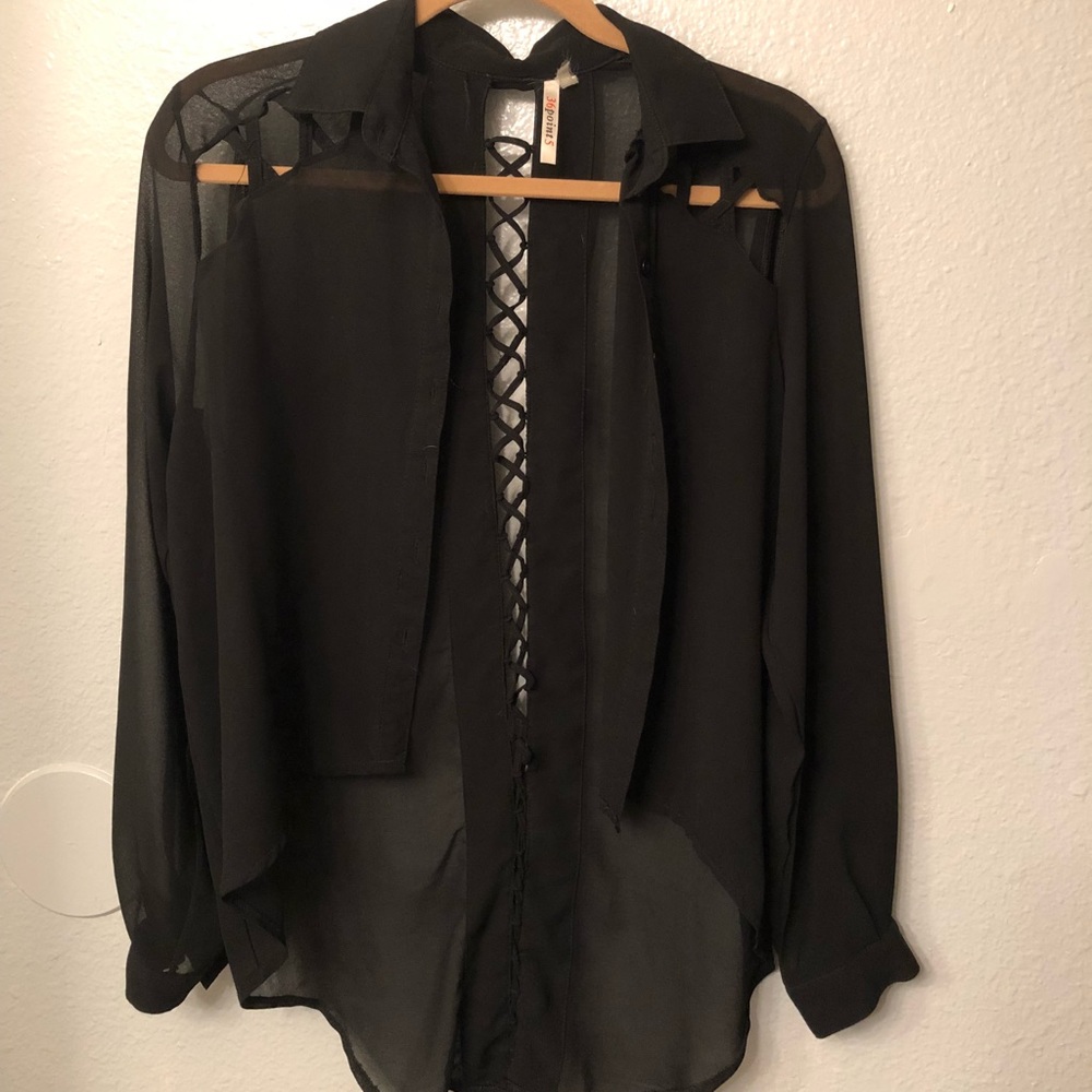 Sheer button down - kimono style